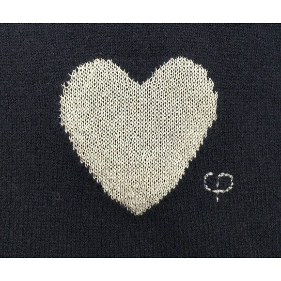 Chinti & Parker Cashmere Wool Sweater S Metallic Silver Hearts Girly Modern Luxe - Picture 9 of 15